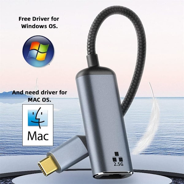 USB-C Typ-C USB3.1 till 2500Mbps 2.5Gbps GBE Gigabit Ethernet Nätverks-LAN-kabeladapter för bärbar dator