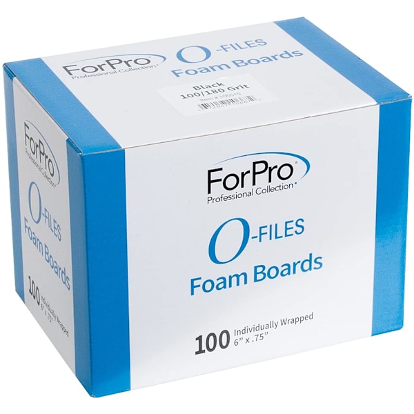 ForPro Professional Collection O-Files Skumfil, Dubbelsidig Manikyr Nagelfil, 180/400 Grit, Individuellt Förpackade, 6” L x .75”