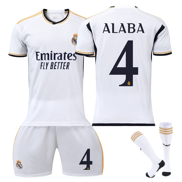 23/24 Real Madrid Børne- og Voksen Fodboldtrøje Sportswear Sæt med Strømper No.4 ALABA M