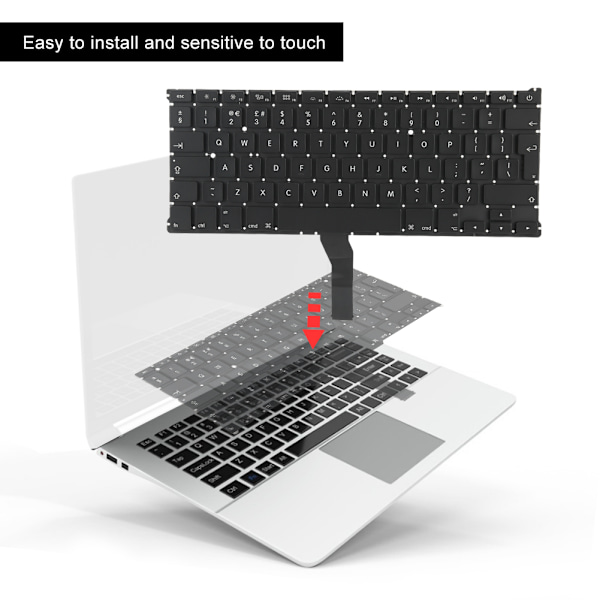 Svart erstatningstastatur for bærbar PC med britisk layout, passer til MACBOOK Air 13 tommer A1466