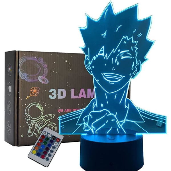 Kuroo Tetsurou 3D LED-lampe Anime nattlys 7/16 farger Passer for soverom belysning Høytidsgaver Barn og venner