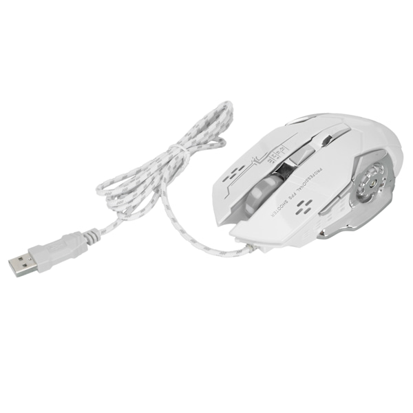 Trådbunden mus 6-knappars USB-port spel Luminous ergonomisk optisk datortillbehör Vit