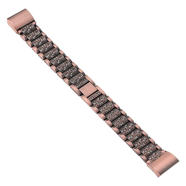 Rustfrit stål urrem udskiftning med rhinsten rem til Fitbit Charge 2 Bronze
