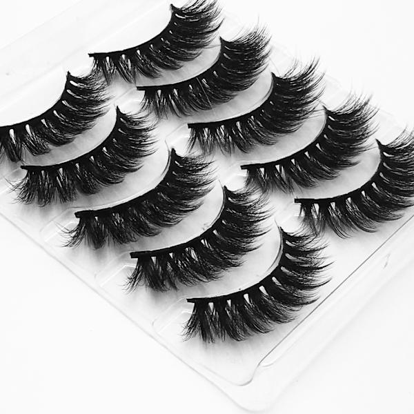 3D Mink Eyelashes Natural Look handgjorda falska fransar Fluffy Fake Lash Reusable Multipack, 5 PACK