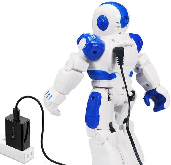 Fjernbetjent robot til børn, intelligent programmerbar robot med infrarød controller legetøj, dans, sang, moonwalk og LED-øjne, gestussensor