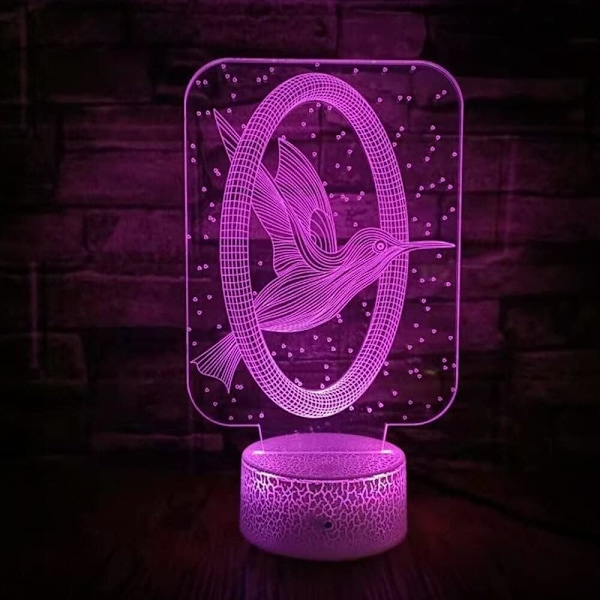 Flyvende Fugl 3D Natlys Illusion Lampe 16 Farver med Fjernbetjening Led Natlys Soveværelse Dekoration Julegave Fødselsdag Gaver Børn