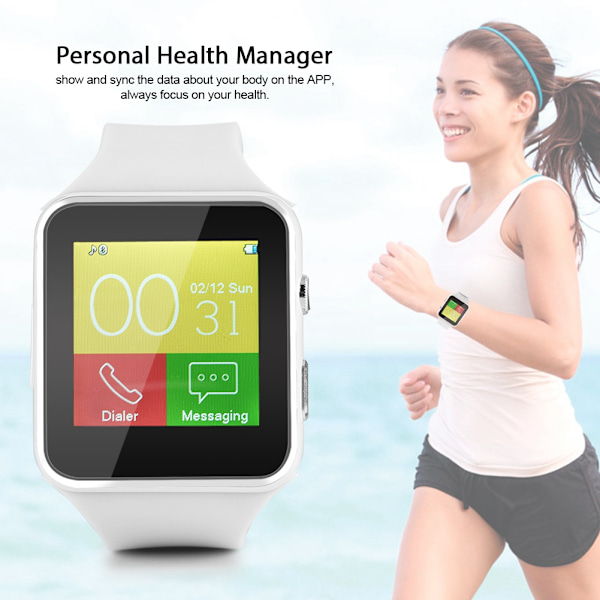Klocka, Bluetooth-klocka, Smart Bluetooth-klocka, Bluetooth-klocka Android, Klocka med kamera Vit