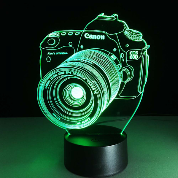 Qinwei Kamera 7 Farve Skiftende Natlampe 3D Atmosfære Lys 3D Visuel Illusion LED Lampe til Børn Jule Fødselsdagsgaver