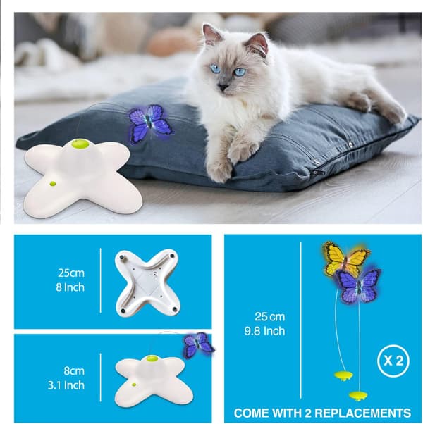 All for Paws Kattelegetøj Interaktiv Sommerfugl Flutter Bug Kat Automatisk Legetøj Stimulerende Killingelegetøj Berigelse til Indendørs Katte