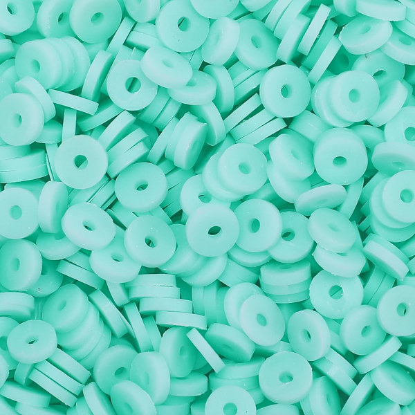 2000+ stk. lyseblå lerperler i løs vægt, polymer lerperler til fremstilling af armbånd, heishi-perler til armbånd, flade perler (6 mm). Pale Blue