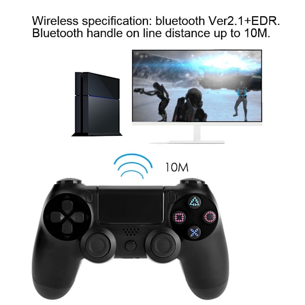 Flerfarget trådløs Bluetooth-spillkontroller spillhåndtak for PS4 (svart)