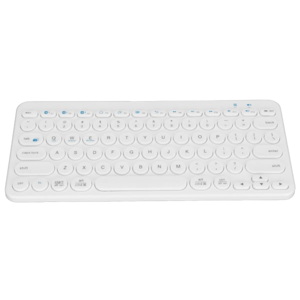 Trådløst tastatur 78 taster Runde tastaturer Slanke, kompakte retro stillegående Bluetooth-tastatur for hjemmekontor på reise White