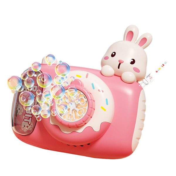 Eagle Stone Påskhare Bubbelmaskin, Barnkamera bubbelmaskin, automatisk bubbelmaskin med ljus, band, 2 bubbelvatten pink