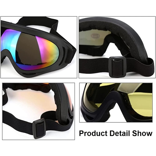 Motorcykelbriller, Skibriller, Dirt Bike ATV Briller Anti-UV Kørsel Offroad Beskyttende Taktiske Briller til Mænd Kvinder 2pack