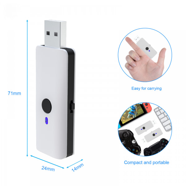Langaton vastaanotin Bluetooth-yhteensopiva kahvan muuntaja-adapteri PS4 PS5:lle