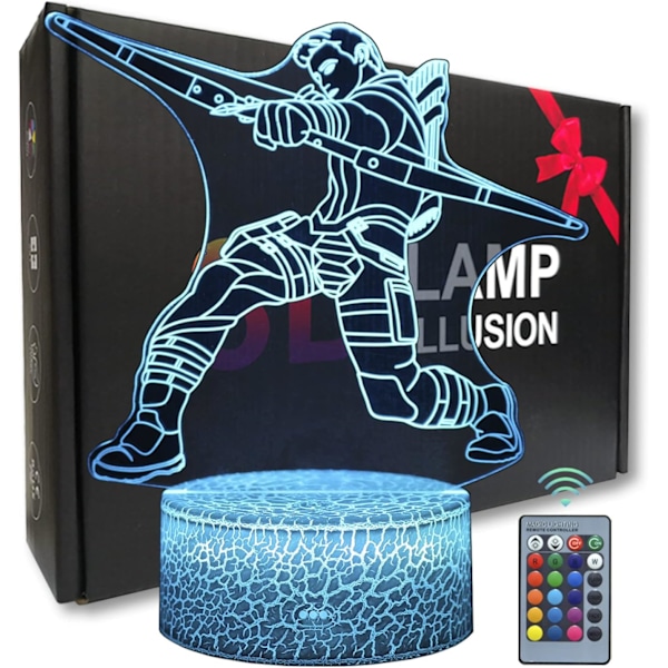 3D Illusion Bueskydning Form Natlys LED Lampe 16 Farver Skiftende med Fjernbetjening Hjem Soveværelse Belysning Kreativ Julegave
