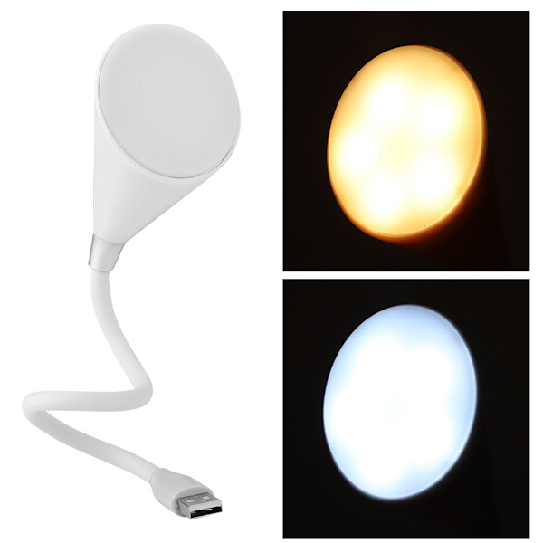 Mini trådløs Bluetooth-høyttaler Smart Touch USB LED-lyspære fleksibel for bærbar PC (hvit)