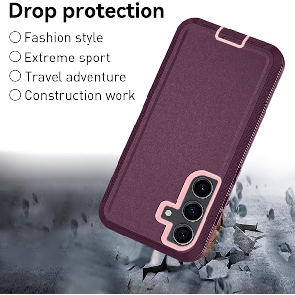 Samsung Galaxy S25 Skal, S25 Kraftigt Skal, [Bältesklämma Hölster] [Skärmskydd i Glas] [Stöttåligt] [Fallskydd] [Dammtätt] With Belt Clip, WineRed