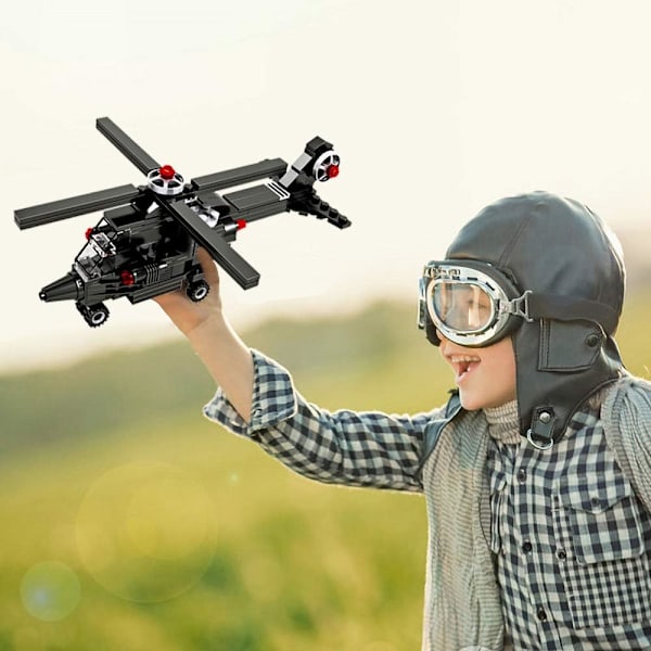 Militärstridsflygplan Byggset 3i1 Creator Helikopter Byggsats Stadsplan Armékrigsskepp Krigsflygplan Byggleksaker 177 PCS Konstruktion