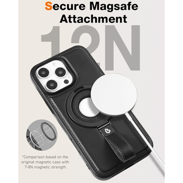 Magnetisk Ringgrep Holder for Telefondeksel | Beskyttende Telefon Skinndeksel | Kompatibel med MagSafe | Innebygd Støtte iphone 14pro black