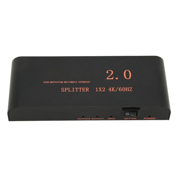 HD Multimedia Interface Splitter 1x2 1 ind 2 ud 4K 60Hz 18.2Gbps HD Multimedia Interface Fordelerboks 100‑240V EU-stik