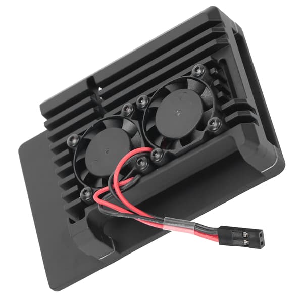 Aluminiumlegeringsskal til Raspberry Pi 4B med dobbelt køleventilator Kompatibel med Pi2b 3b 3b 4B