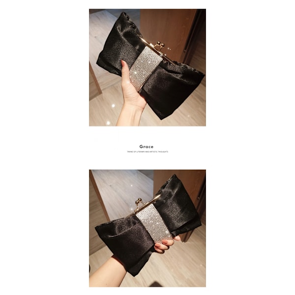 Aftonväska Kändis Bankett Clutch Aftonväska Strass Rosett Liten Clutch Väska