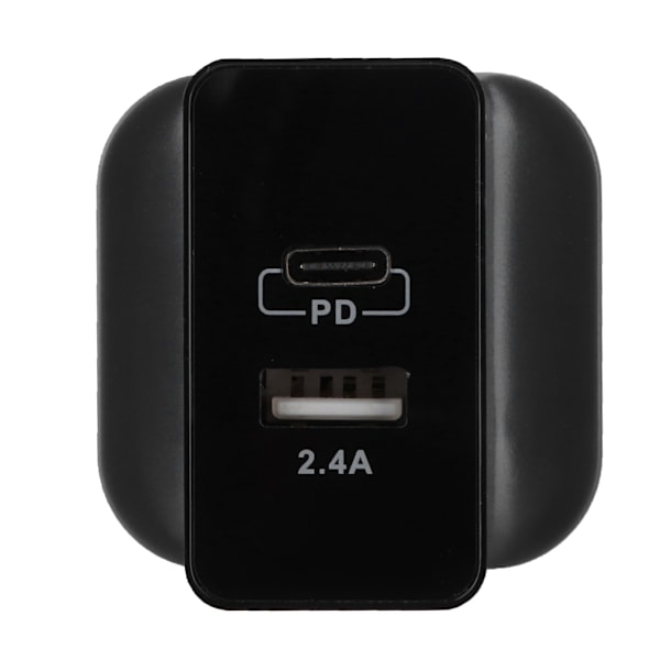 XBX06 TPD 2-porttinen USB-kotisovitin, älykäs laturi, 2 USB-laturia, TYPE-C-liitäntä, musta, Iso-Britannia, 100-240 V