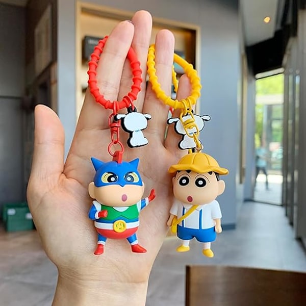 Søt Tegneserie Crayon Shin Chan Figur Nøkkelring Tilbehør, 3D Shinnosuke Nohara Henger Dekorasjon Gave