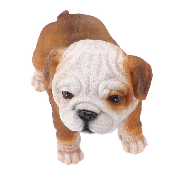 Engelsk Bulldog Valp Staty Livsliknande Harts Bulldog Skulptur för Trädgård Gräsmatta Veranda Dekoration Stående Bulldog