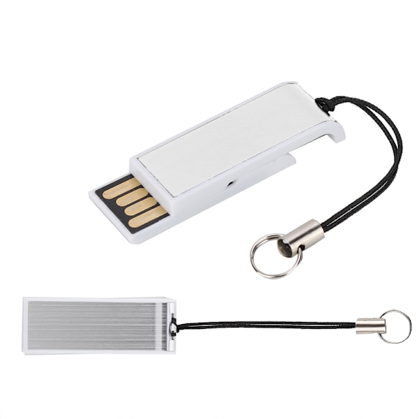 16G Mini bærbar push-pull USB2.0 U-disk med kæde til Windows Vista/7/10/Mac Hvid