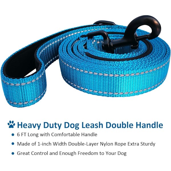 5FT Hundekobbel, Heavy Duty Taukobbel med Dobbel Dual Myk Polstret Håndtak - Kjæledyr Treningsbånd med Reflekterende Belte for Trafikkontroll Sikkerhet