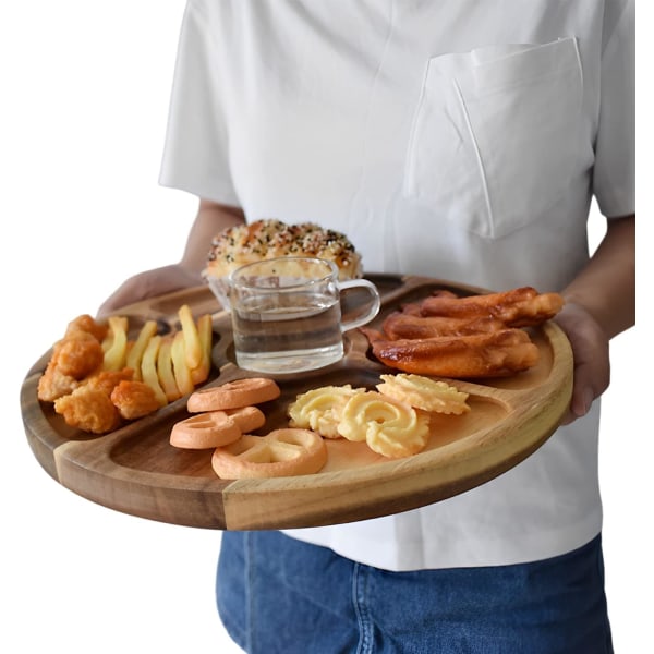 Serveringsbrett i tre, diameter 11,8 tommer, serveringsbrett i akasietre, dessertfat, kjeksfat Option 29