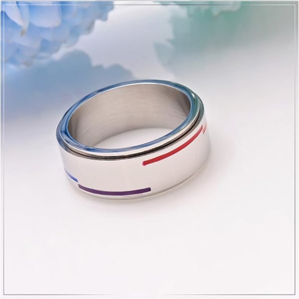 Unisex vuxen rostfritt stål regnbåge LGBT Pride Spinner Ring 8MM--US9
