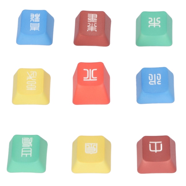 9Pcs PBT Keycaps Dye Sublimation Vibrant Colors Fadeless Durable Wear Resistant Mechanical Keyboard Keycaps