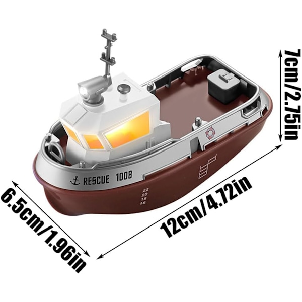 RC-vene 1/32 Kauko-ohjattava pelastusvene Nopeusvene Kaksoismoottori Vedenpitävä RC-kilpa-alus 2.4G Sähköajoneuvomalli Nopea vesikulkuneuvo LED-valo