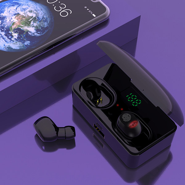 G10 TWS Bluetooth-hodetelefoner LED digitalt display berøringskontroll trådløse hodetelefoner svart