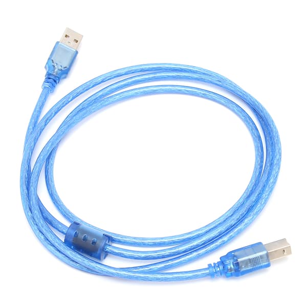 USB-datakabel A-han til B-han Transparent Blå Tetragonum Port Printerforbindelsesledning 1,5 meter