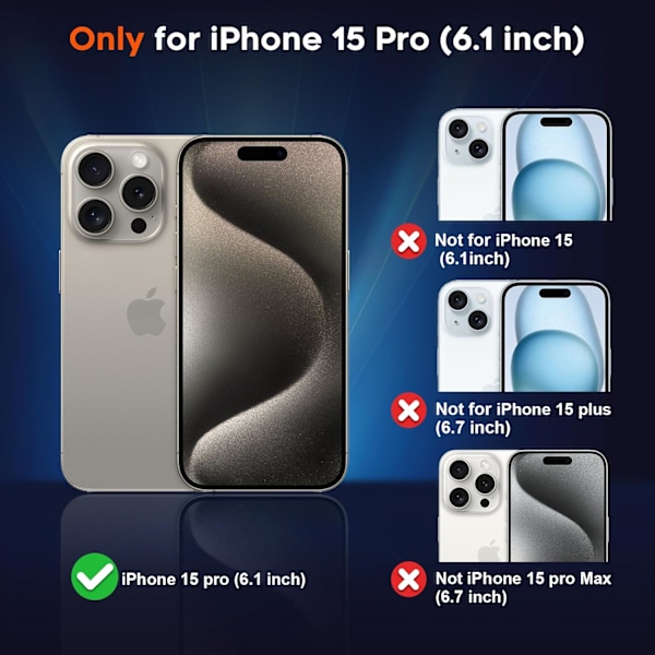 Magnetisk deksel for iPhone 15 Pro (Kompatibelt med MagSafe) (Militærgrad dr0p-beskyttelse) Slankt, gjennomskinnelig, matt sh0cksikkert med A Black