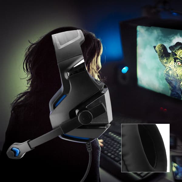 Trådbindna stereo brusreducerande spelheadset med mikrofon för PS4/Xbox/PC/Mac/iPad (blå)