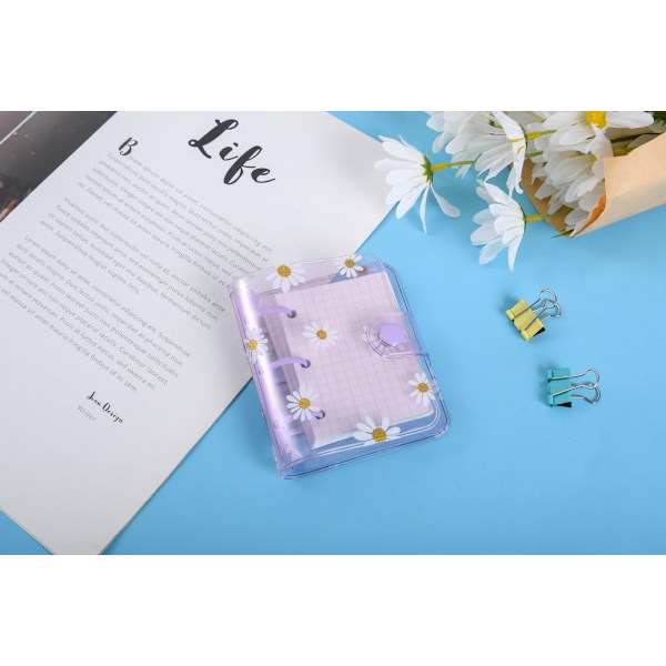 SAYTAY Ny 3-håls lösblads anteckningsbok mini PVC transparent fodral bärbar lösblads spole handbok ST-001