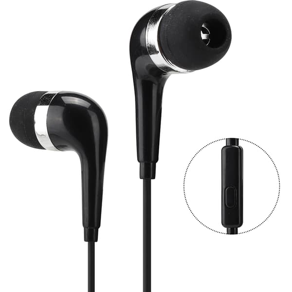 3,5 mm port in-ear headset kablet øretelefon til smartphone HD stereo baslydkvalitet (sort)