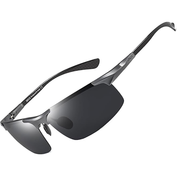 Miesten polarisoidut urheilu-aurinkolasit autoiluun, hiilikuitua, UV400-suojaus DC8277 Gunmetal Frame Grey Lens