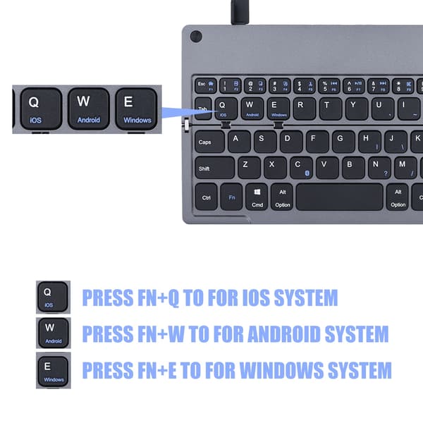 Bærbar sammenklappelig Bluetooth trådløst tastatur Foldbar beslag Touchpad til IOS/Android/Wins