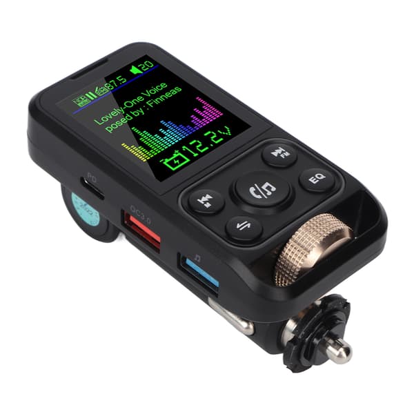 Bluetooth FM-sender 12V-24V håndfri samtale Bluetooth billaderadapter Støtte PD30W QC18W hurtiglading Type 1