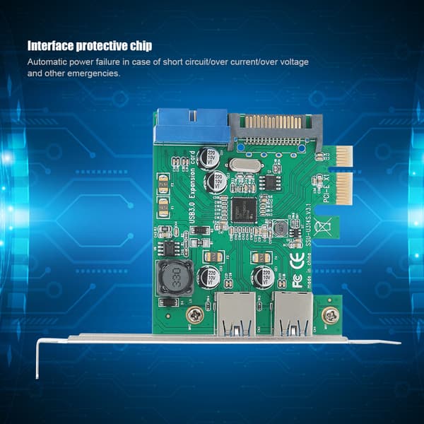 PCI-E til USB3.0 Udvidelsesadapter Riser-kort med beskyttelseschip til stationær computer
