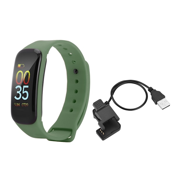 Farveskærm Pulsmåler Blodtryk/Iltmonitor Bluetooth Smart Armbånd (Grøn)