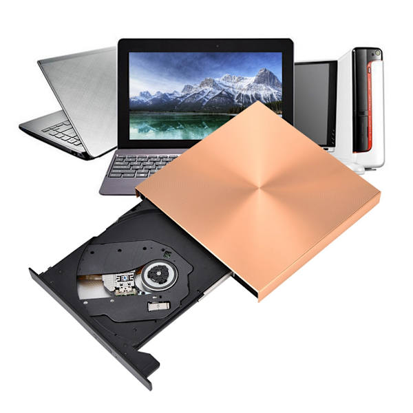 5 Gbps dataöverföring extern DVD-brännare Pop-up USB 3.0 DVD-enhet för Mac/Windows (guld)