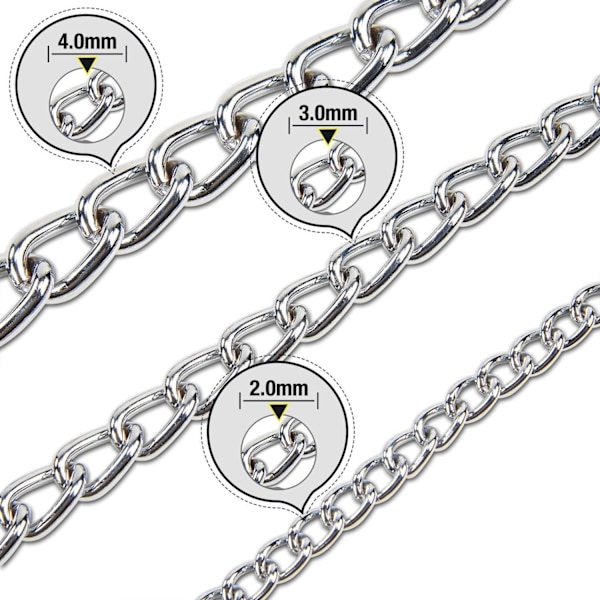 Kromattu metallikoiran talutushihna, raskas, puresuojattu talutushihna pehmustetulla kahvalla, kävelyyn, liikenteen koulutukseen, matkustamiseen, 6'/3,0 mm keskikokoinen ketju