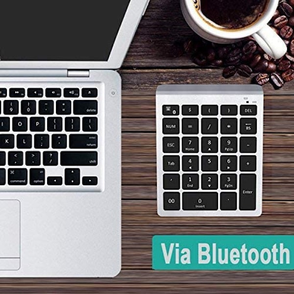 Bluetooth-numeronäppäimistö, kannettava langaton Bluetooth 28-näppäimen numeronäppäimistö näppäimistölaajennukset taloushallinnon tietojen syöttöön